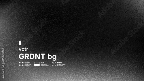 Abstract black and white vector background with high detailed noise texture and blurred gradient effect. Modern grayscale silver grainy overlay for industrial or brutalist design concepts.