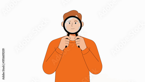 Man with magnifying glass examining