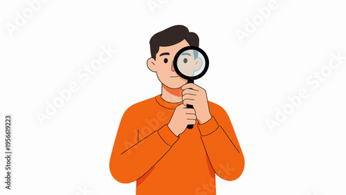 Man with magnifying glass examining