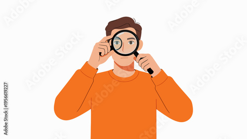 Man with magnifying glass examining