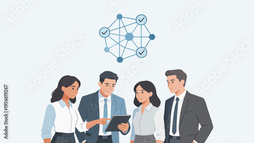 Business team with digital network