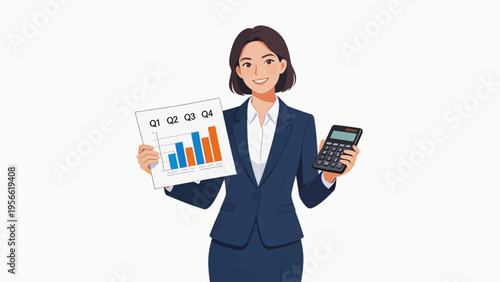 Businesswoman with chart and calculator