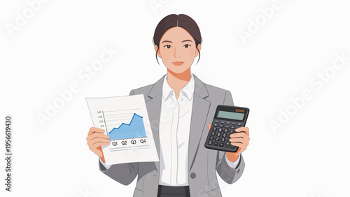 Businesswoman with graph and calculator