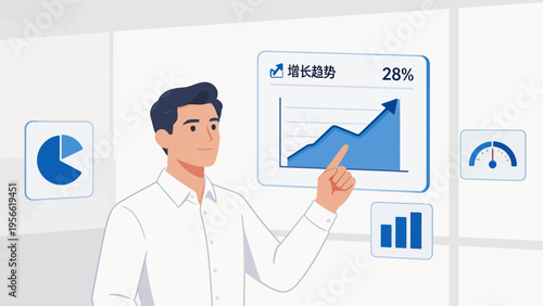 Businessman presenting growth chart