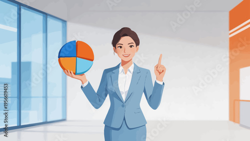 Businesswoman presenting pie chart