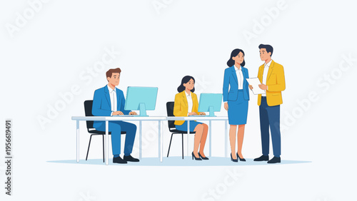 Office workers in business attire