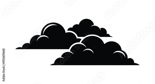 A minimalist depiction of rounded shrubbery forms against a white background presented as a striking silhouette high quality professional detailed modern