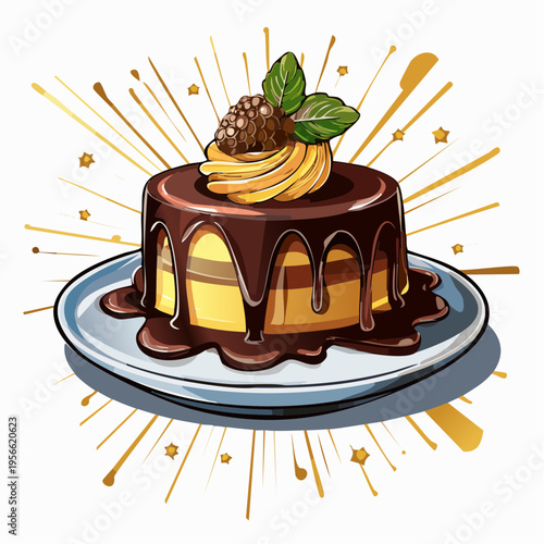 Luxuriöses Schokoladen-Dessert im Fine Dining Stil