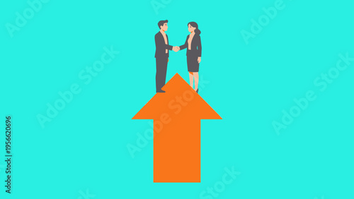 Business handshake on arrow