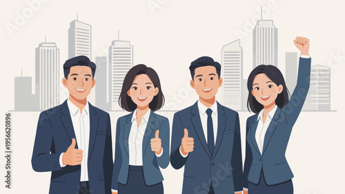 Business team with city background