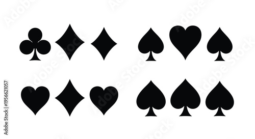 Black card suits clubs diamonds hearts and spades arranged in rows