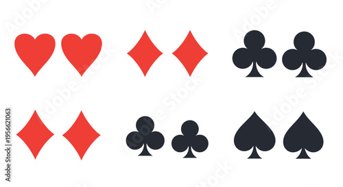 Playing card suits hearts diamonds clubs and spades in red and black
