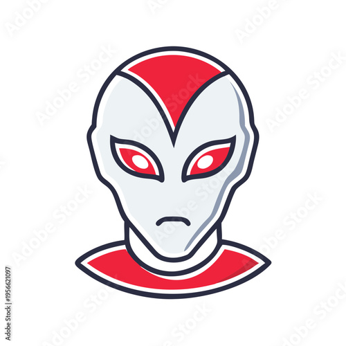 Extraterrestrial alien face mask icon in futuristic style for gaming avatars and science fiction entertainment media