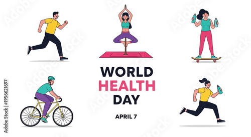 People engaging in various physical activities for world health day