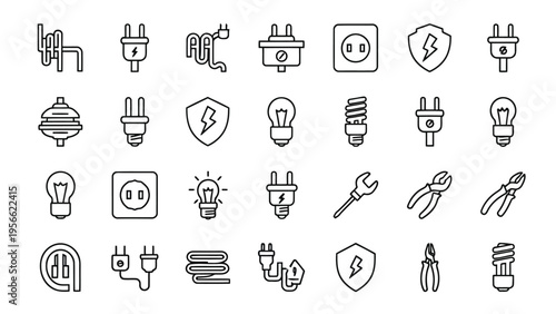 Assorted icons representing various everyday objects and activities in a grid layout Vector