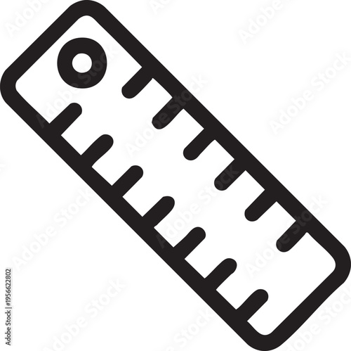 Ruler Line Icon Minimal Measuring Tool Illustration School Stationery Outline Design Symbol