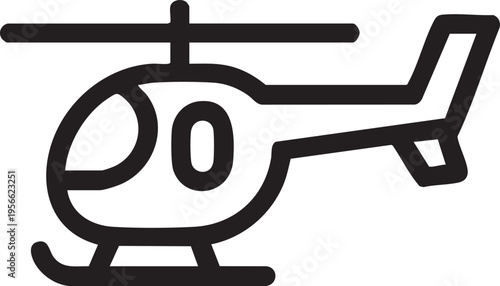Helicopter Line Icon Minimal Air Transport Illustration Aviation Vehicle Outline Design Symbol