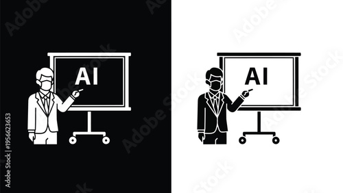 Contrast between traditional teaching and modern artificial intelligence education methods Vector