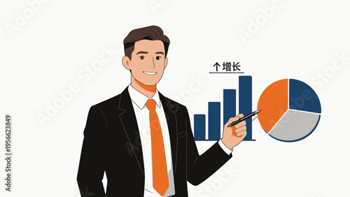 Businessman presenting growth charts