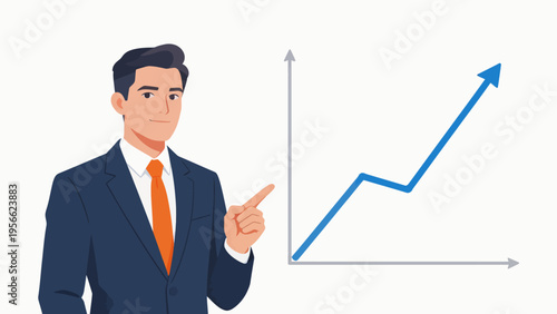 Businessman presenting upward graph