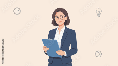 Businesswoman holding clipboard