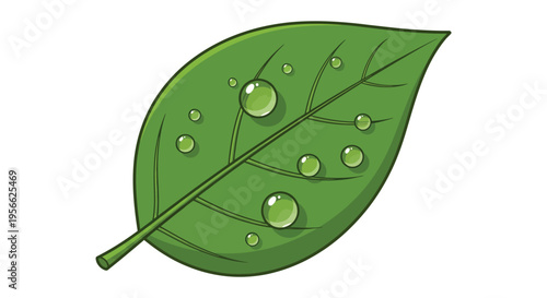 A vibrant green leaf adorned with glistening water droplets presented as a striking silhouette high quality professional detailed modern elegant stylish