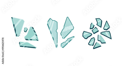Abstract broken glass shards collection in flat design