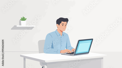 Man working on laptop at desk