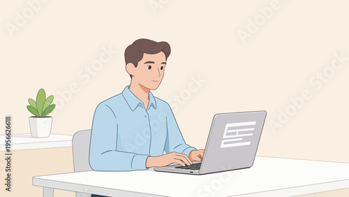 Man working on laptop at desk