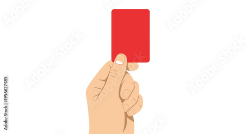 A hand holds up a red card in a sports context.