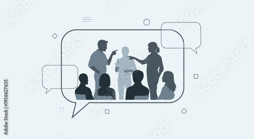 People talking in a speech bubble.