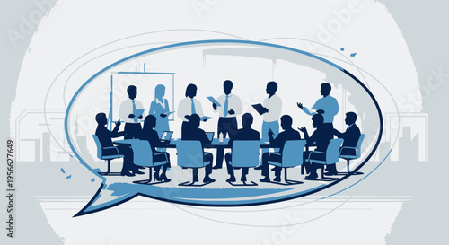 Business people sitting in meeting discussion.