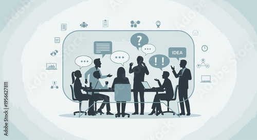 Business people discussing at meeting table.