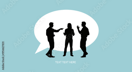 Silhouettes of people talking and gesturing.