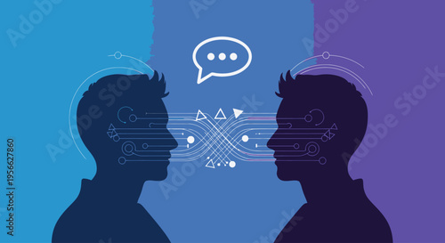 Two Men Communicating Face to Face.