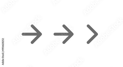 Three gray arrow symbols in progressive sequence on white background