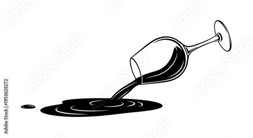 Minimalist black and white wine glass spill design