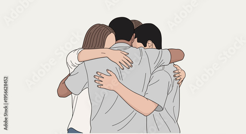 Heartfelt group hug: unity and friendship in minimalist design