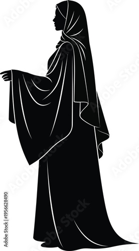 Vector silhouette of woman in traditional Middle Eastern clothing