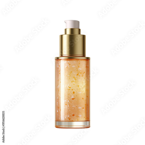 Clear Bottle With Dropper Holds Golden Liquid for Skin Care