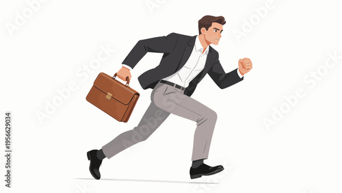 Businessman running with briefcase