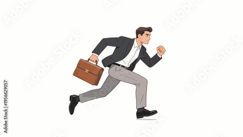 Businessman running with briefcase