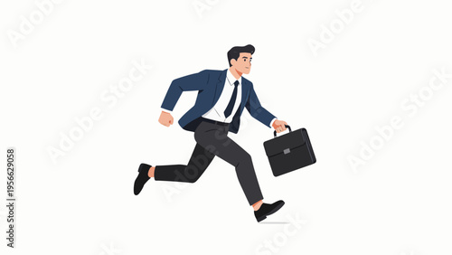 Businessman running with briefcase