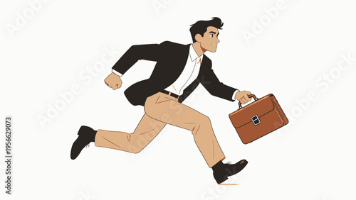Businessman running with briefcase
