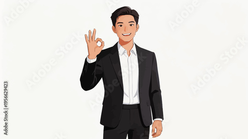 Man in suit giving ok gesture