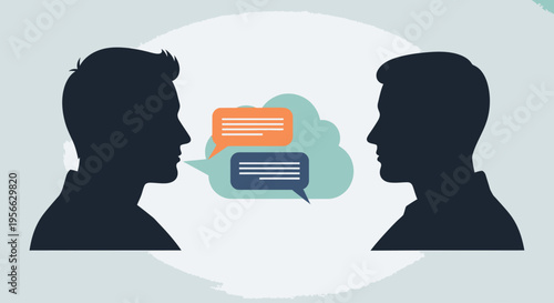 Two Men Talking in Speech Bubbles.
