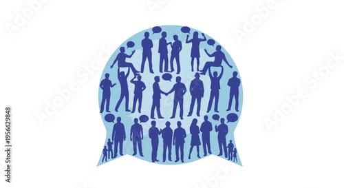 People Silhouettes in Blue Pattern.