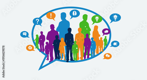 Diverse group of people communicating.