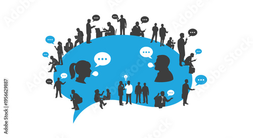 People Communication Speech Bubbles Silhouettes.