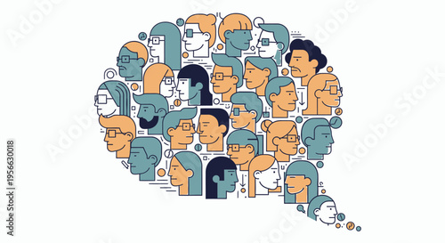 Diverse people in a speech bubble.